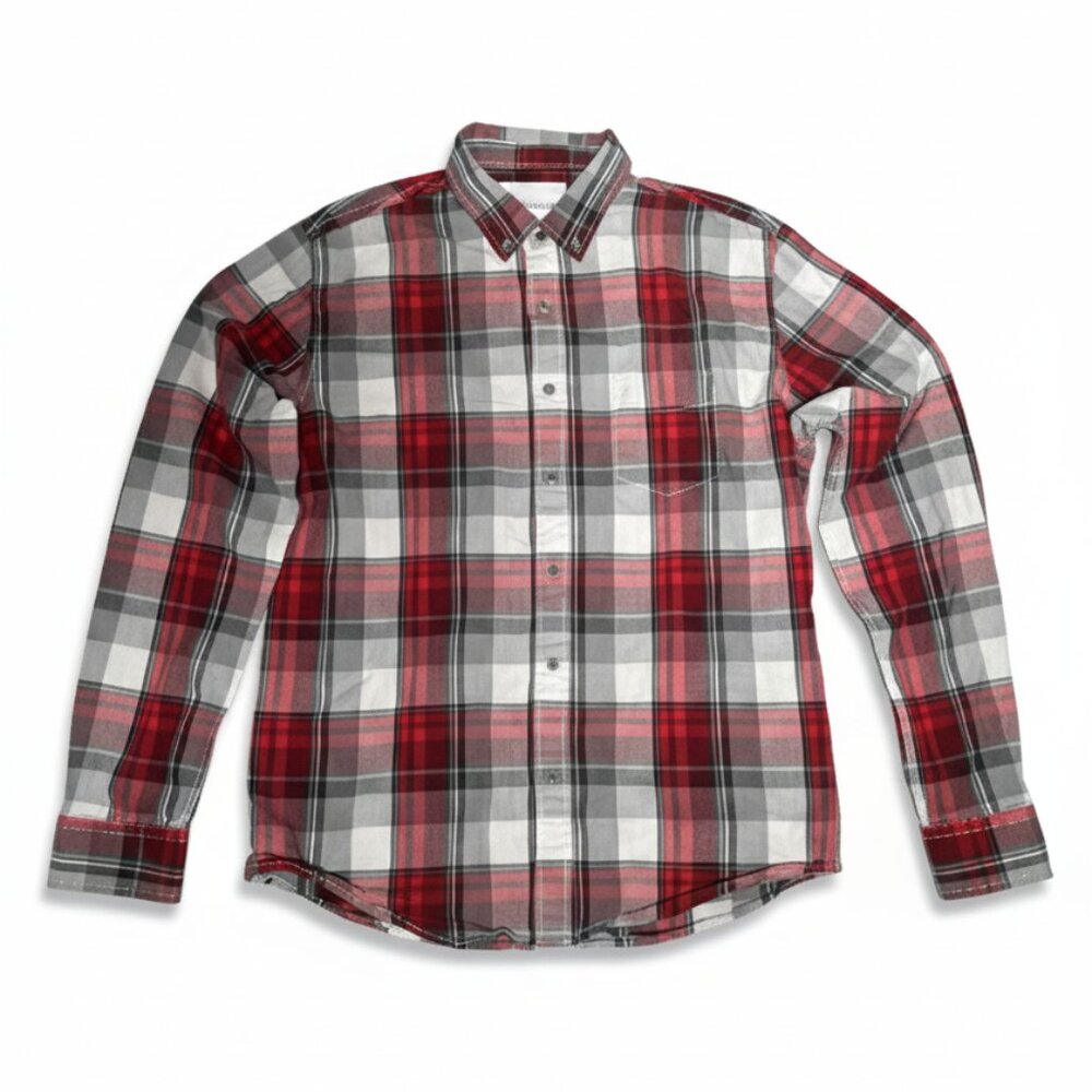 Aeropostale mens long sleeve windowpane plaid flannel button down shirt large